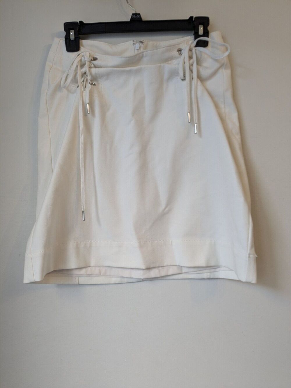 Y2K ANN TAYLOR Off White Corset Lace Up Front Mini Skirt Cotton Blend Sz 2 NWOT